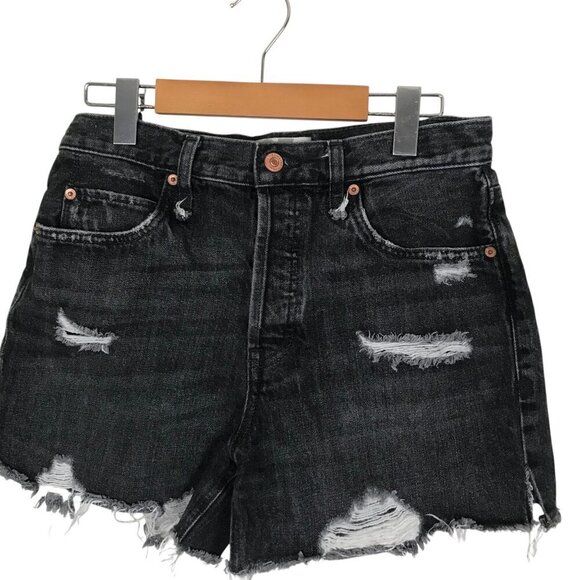 We The Free 100% Cotton Black Distressed High Rise Cut Offs Size 27 - Picture 4 of 9